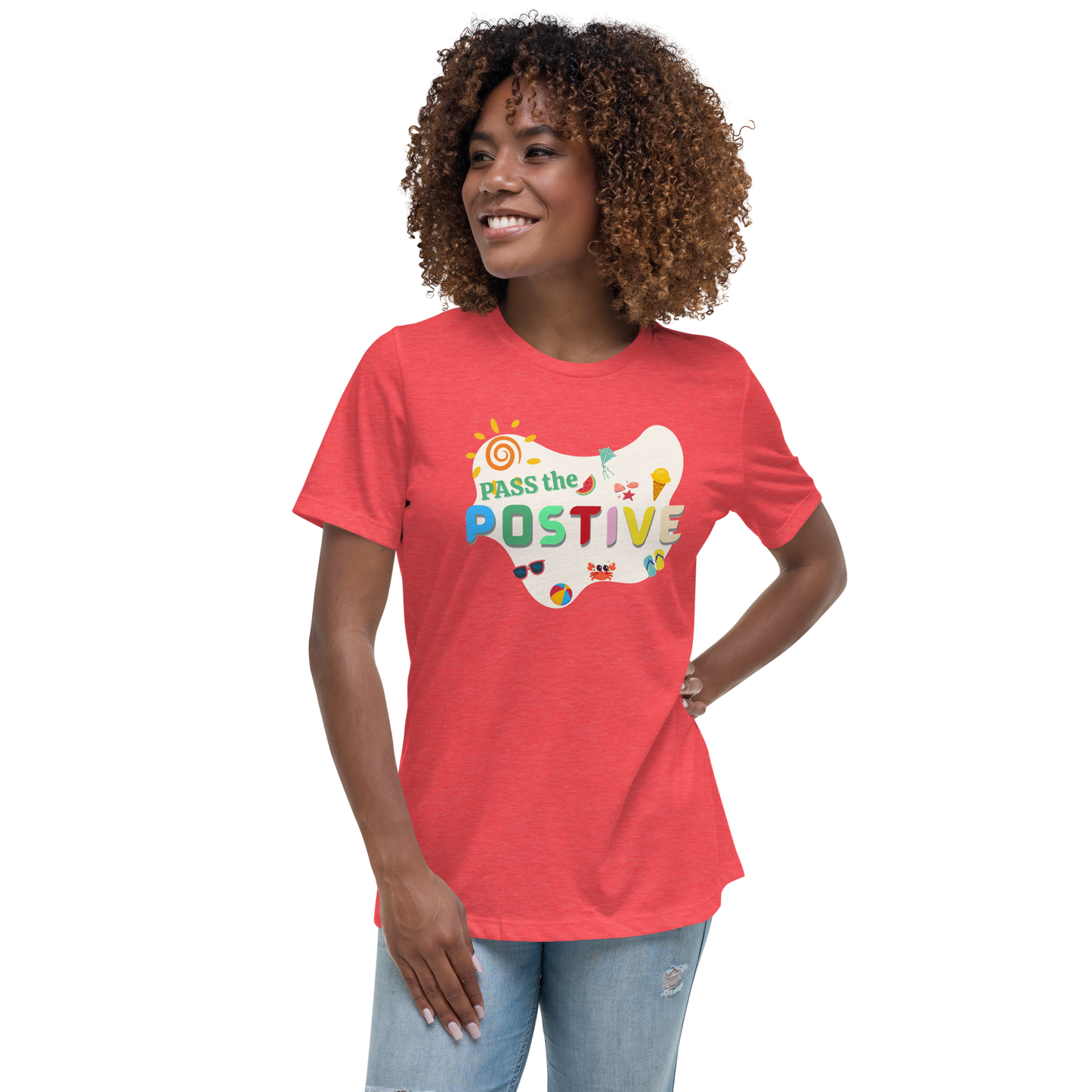Breeze Beach T-Shirt – Women's Relaxed Fit - Heather Red