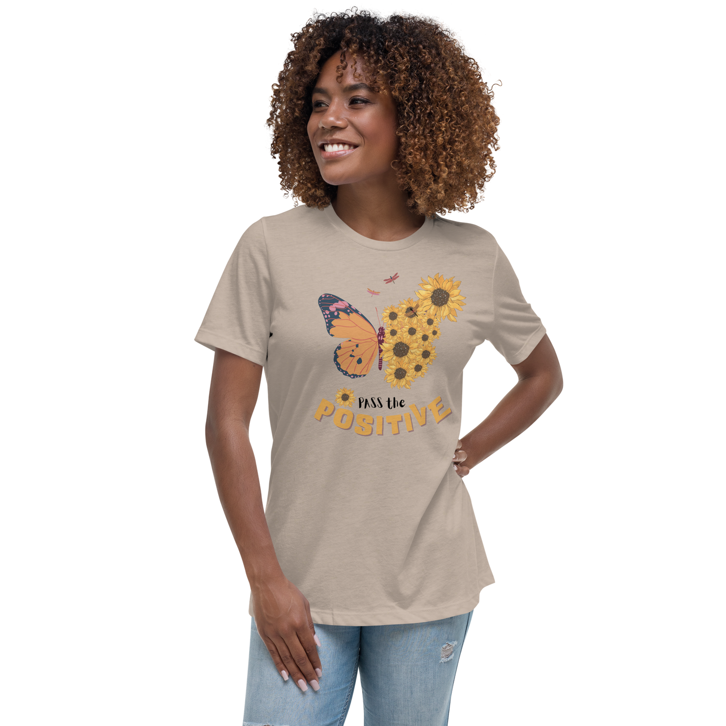 Cute Butterfly T-Shirt - Women's Relaxed - Stone