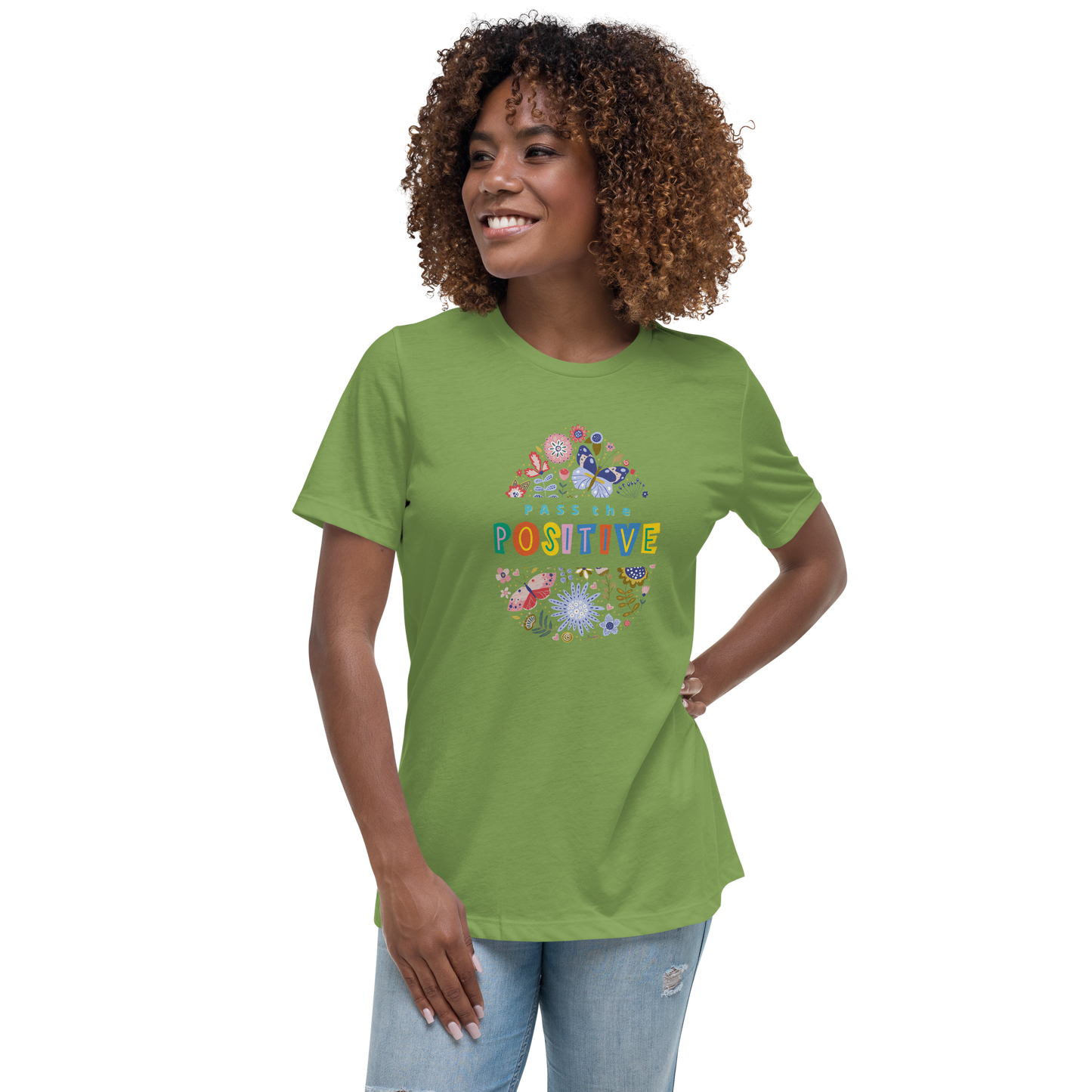 Women's Floral T-Shirt - Relaxed Fit - Leaf