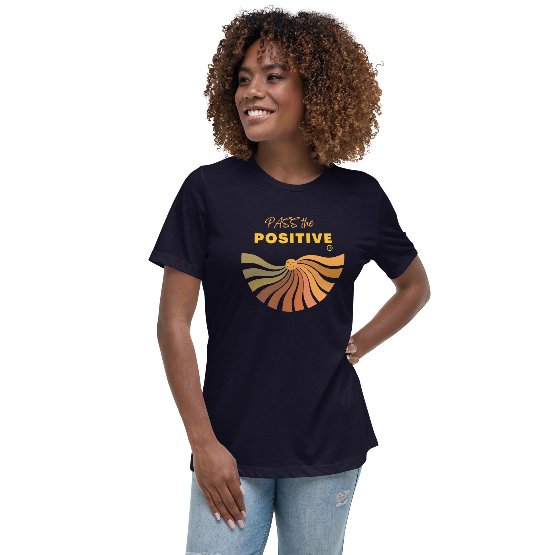 Aesthetic Sun T-Shirt - Women's Relaxed T-Shirt - Navy