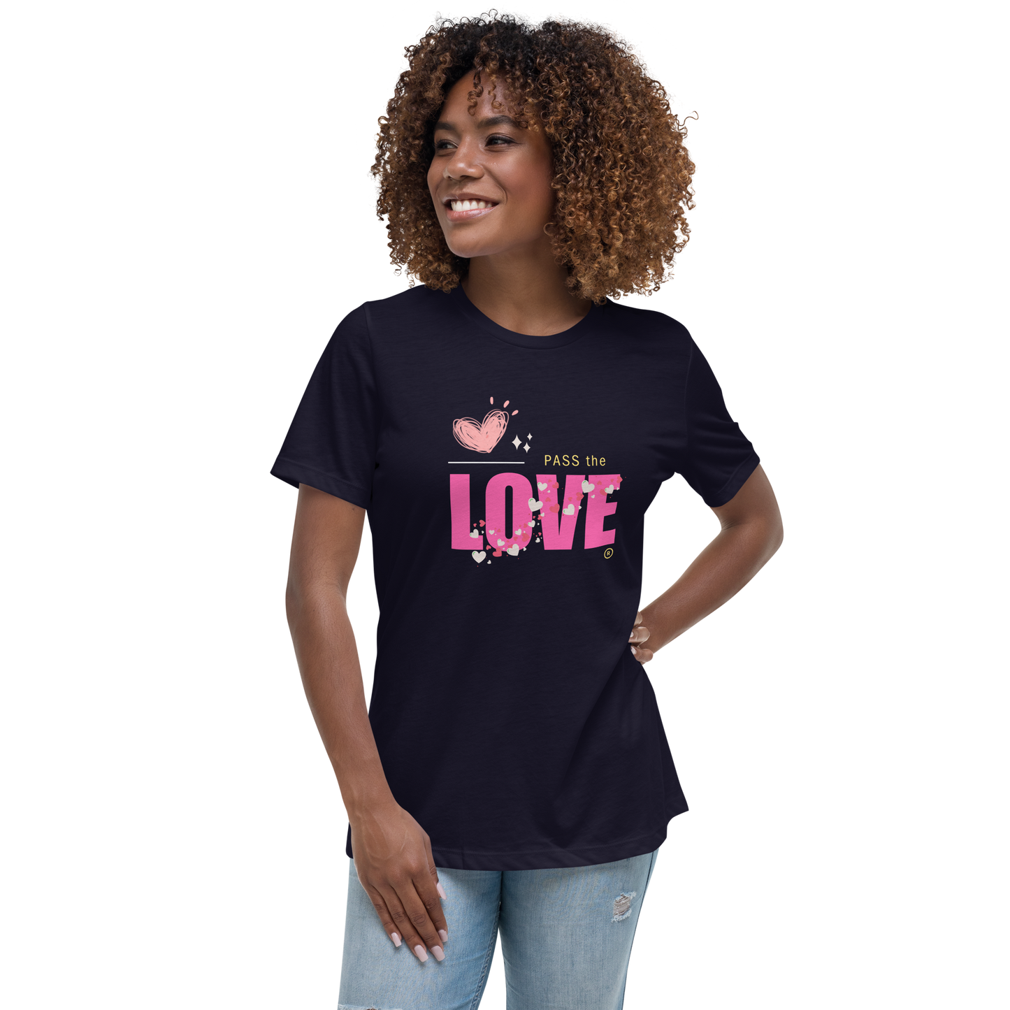 Pink Love T-Shirt - Women's Relaxed - Navy