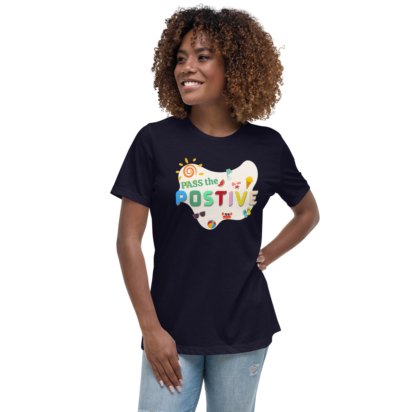 Breeze Beach T-Shirt – Women's Relaxed Fit - Navy