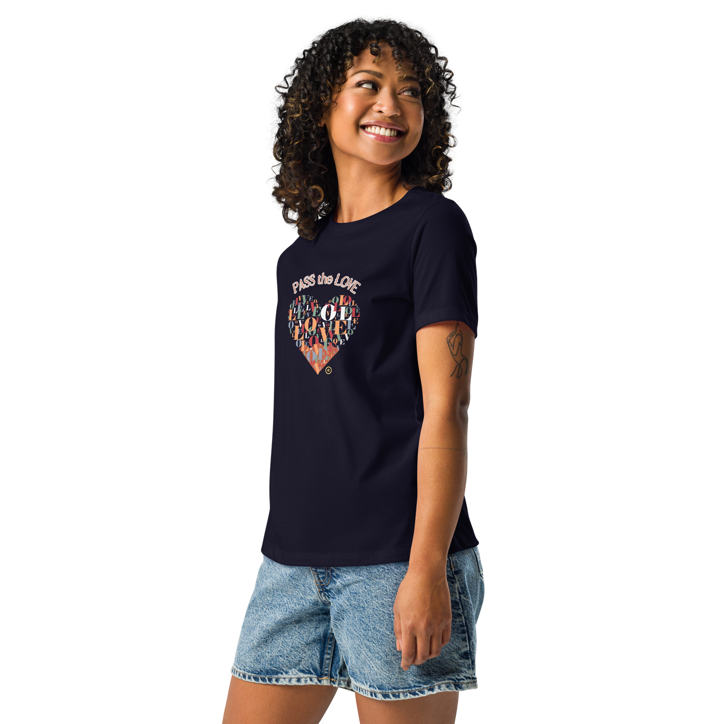 Heart T-Shirt - Women's Relaxed - Navy
