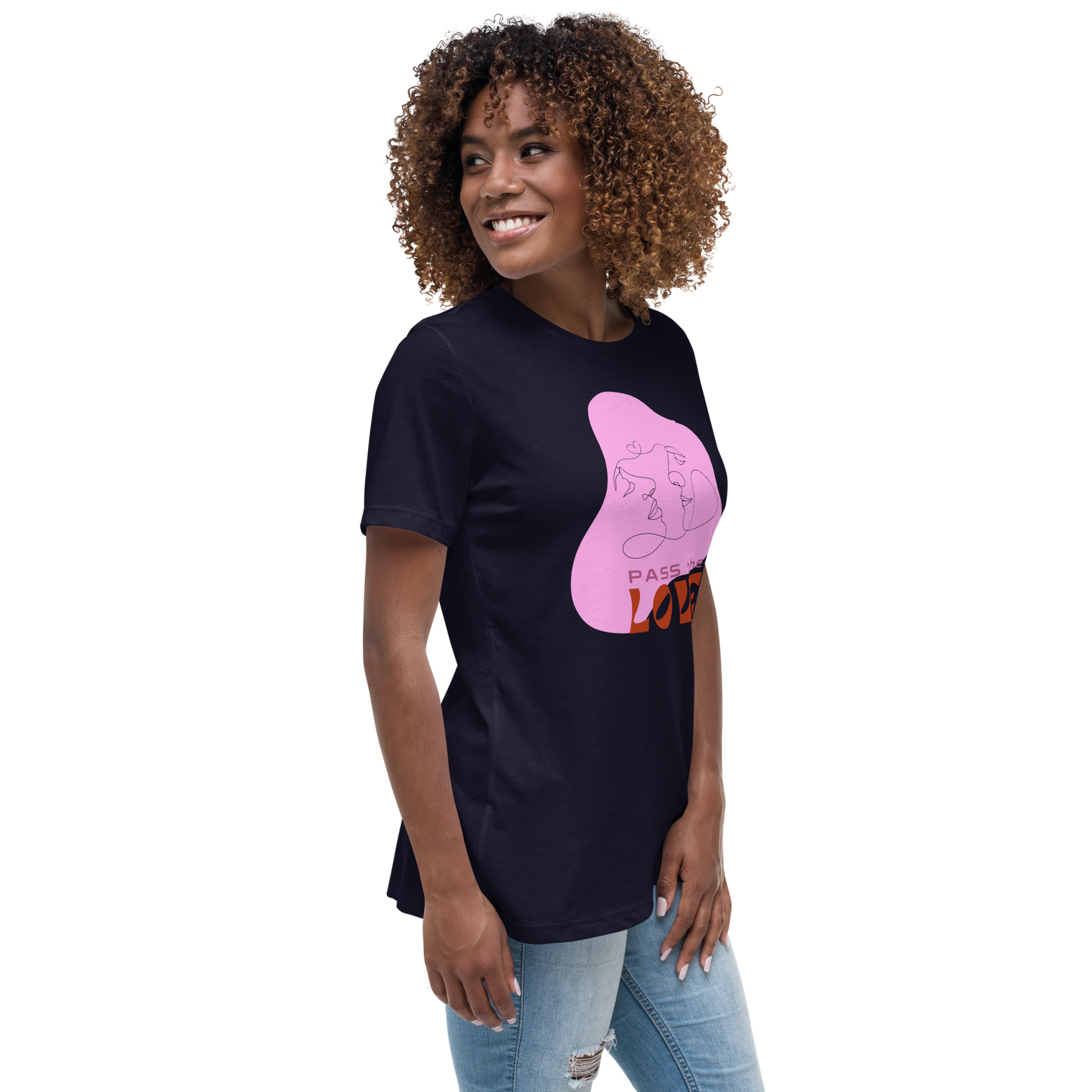 Kiss T-Shirt - Women's Relaxed - Navy