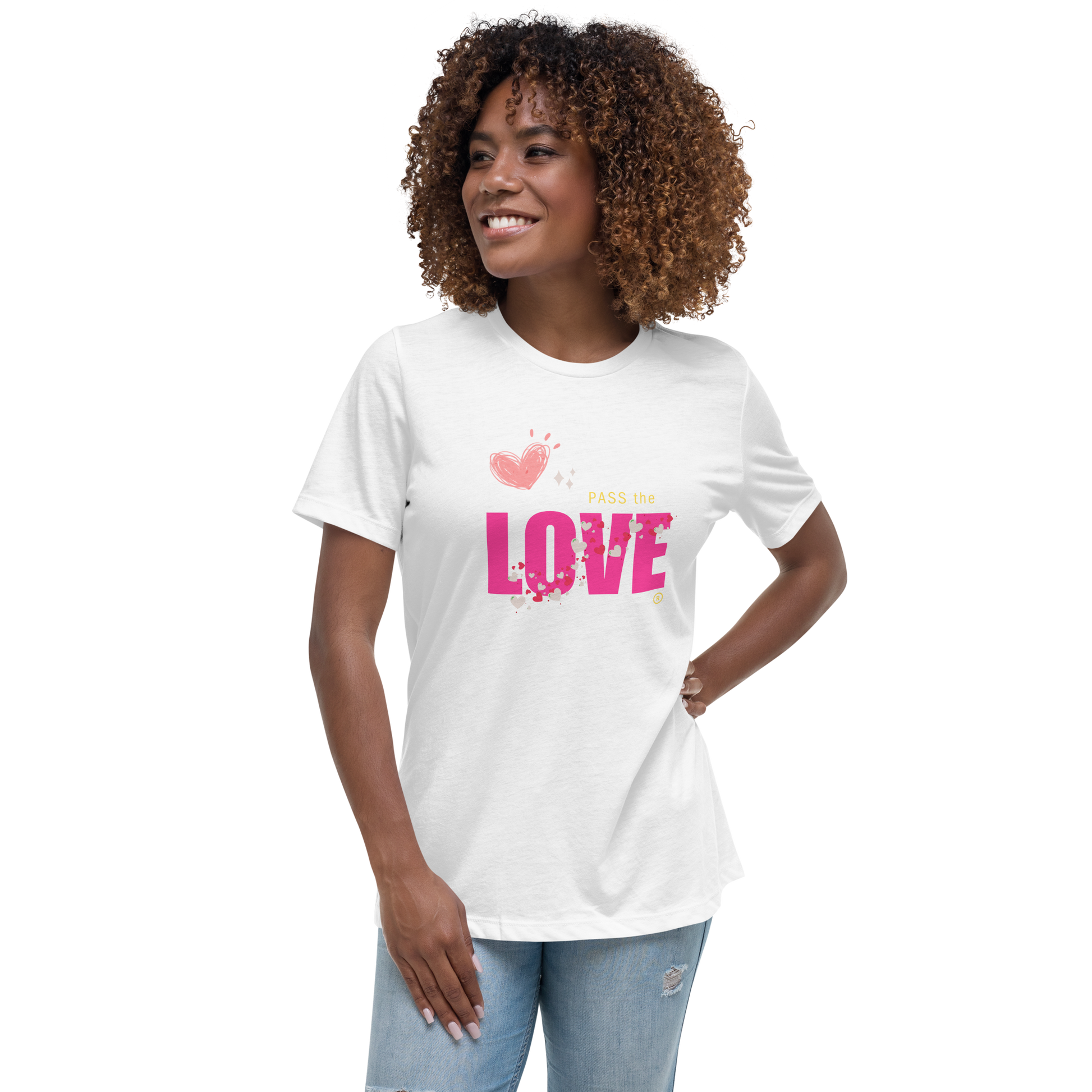 Pink Love T-Shirt - Women's Relaxed - White