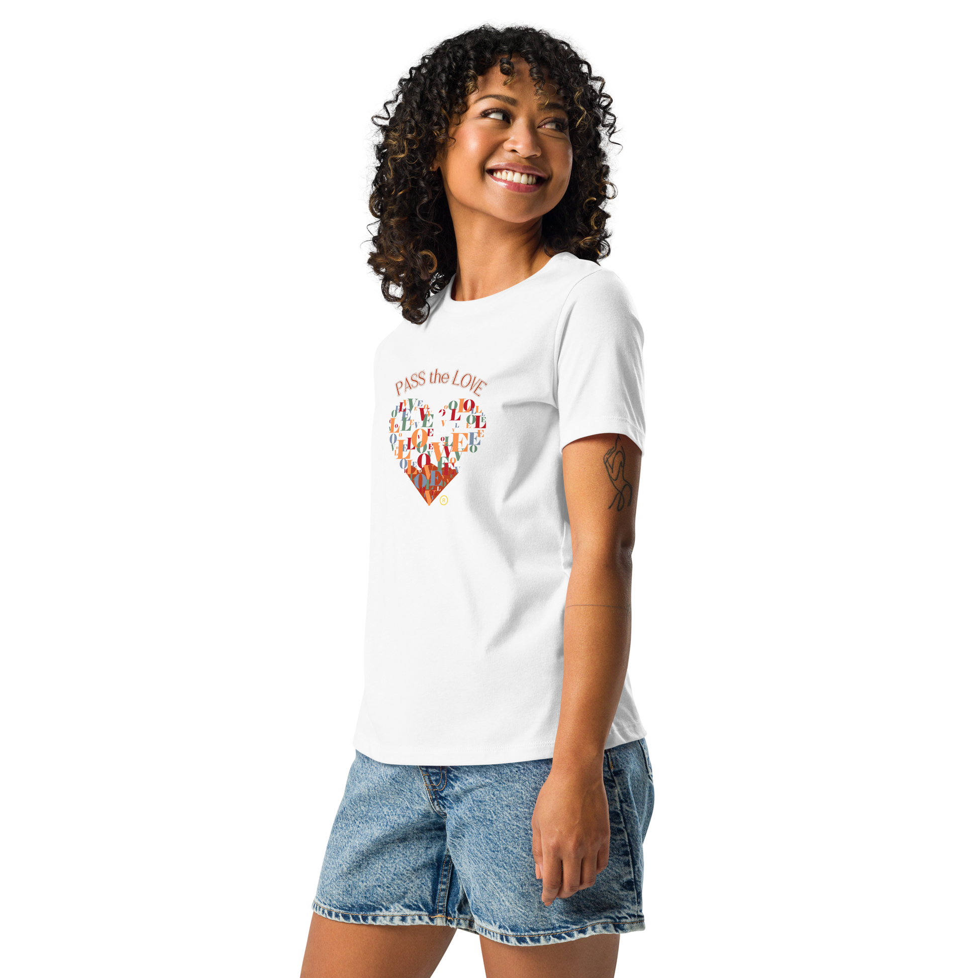 Heart T-Shirt - Women's Relaxed - White