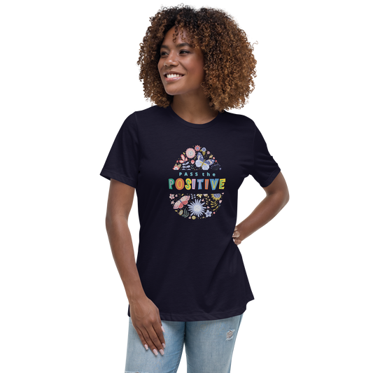 Women's Floral T-Shirt - Relaxed Fit - Navy